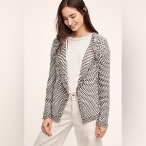 Anthropologie Angel of the North Grey Fringe Embroidered Cardigan